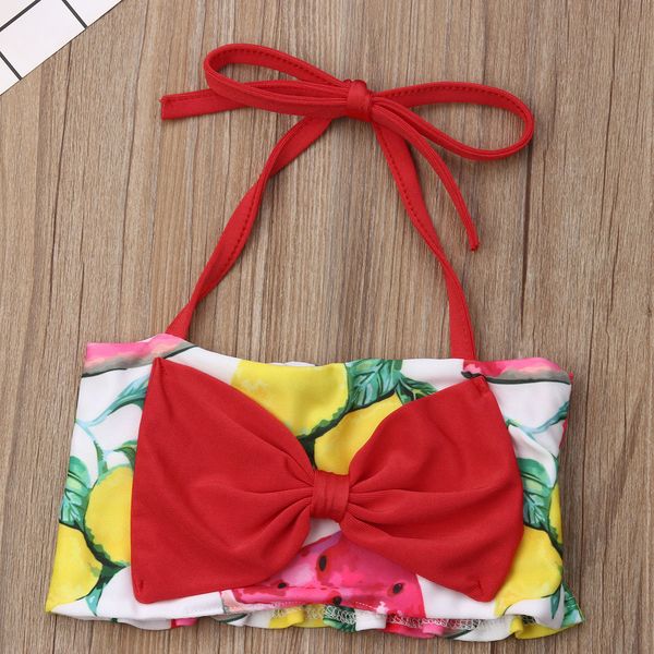 

2019 new brand fashion kid baby girls toddler sleeveless summer bowknot swimsuit swimwear beachwear bikini set