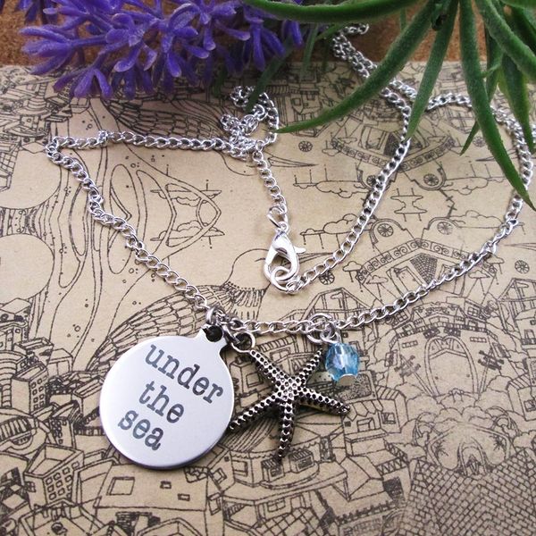 

fashion stainless steel charm under the sea with starfish seashell silver plated necklace birthday gift
