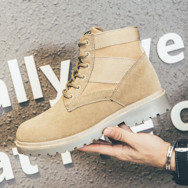 

men casual shoes fashion suede military boots spring breathable men boots flats ankle boots, Black