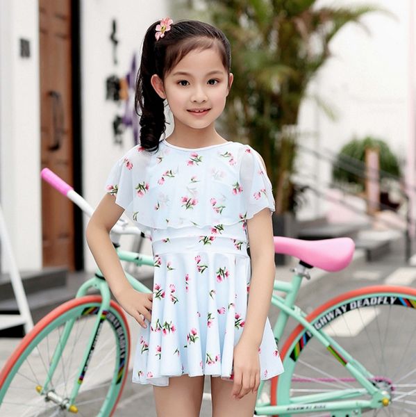 

kids girls swimwear floral girl bikini shorts 2pcs sets princess dresses swimsuits summer fashion swimming costumes 2 colors dhw2360, Black