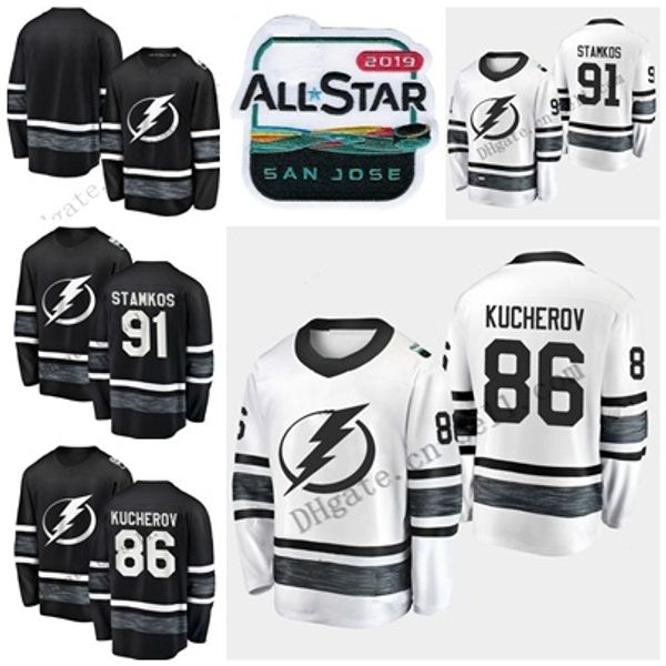 

2019 all tar game parley men black white 91 teven tamko 86 nikita kucherov tampa bay lightning blank men hockey jer ey
