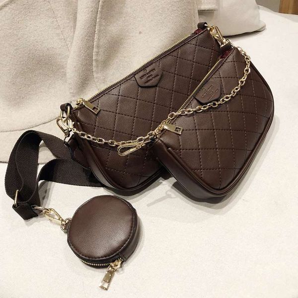 

three-in-one mahjong bag 2020 new single shoulder underarm bag wide shoulder strap oblique presbyopia three-piece women bag
