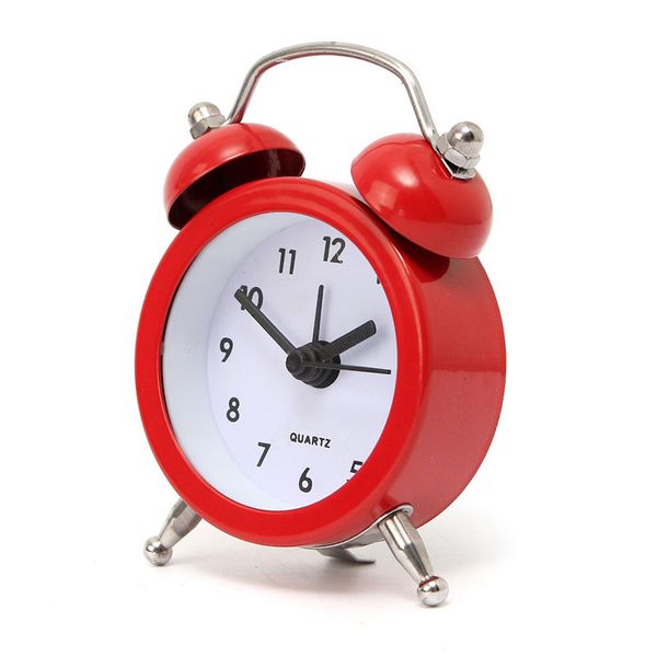 

charminer home decor metal double twin bell silent no ticking metal desk table alarm clock 6 colors 50x45x115mm quality
