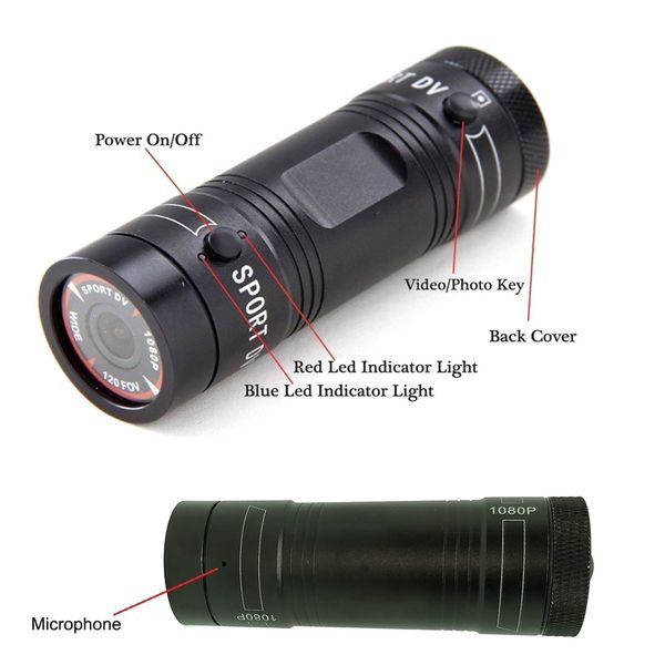 

outdoor sports camera 1080p dv 120 degree wide angle camera flashlight function for outdoor sports rock climbing diving cycling hunting came