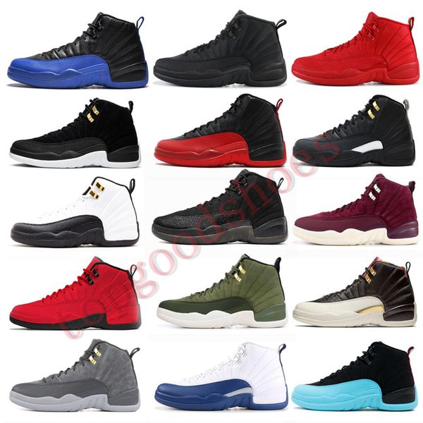 

new 12s dark grey game royal fiba game ball ovo white playoff men basketball shoes 12 blue french blue cny sneakers size 40-46