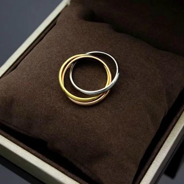 

hywo 100% 925 серебро золото розовое золото триколор три кольца кольцо высокого качества дамы ювелирные изделия способа кольца бесплатная до, Silver