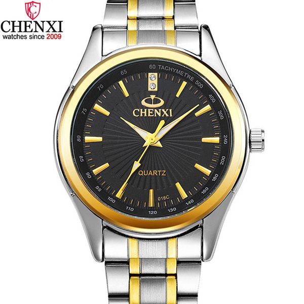 

luxury brand chenxi men dress watch stainless steel gold silver quartz wristwatch waterproof retro male business clock, Slivery;brown
