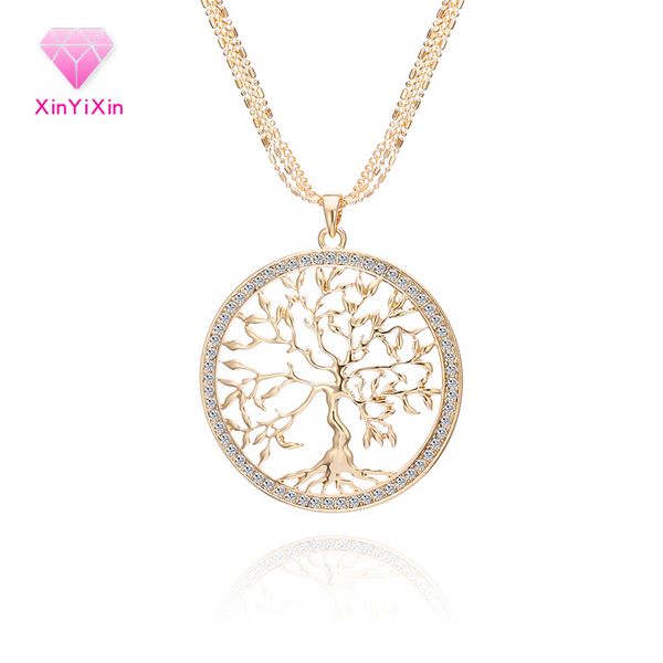 

tree of life pendant necklace women fashion jewelry silvery rose gold link chain necklaces crystal girl party pendant jewelry, Silver