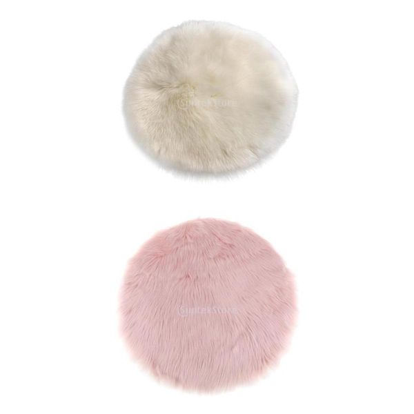 

2pcs 30cm fluffy plain bedroom faux fur fake non slip sheepskin rugs mats