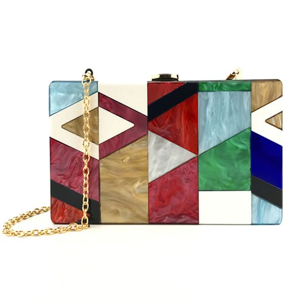 

xiniu women evening bag geometric stitching color acrylic box party package designer luxury 2019 borsa a tracolla da donna#30