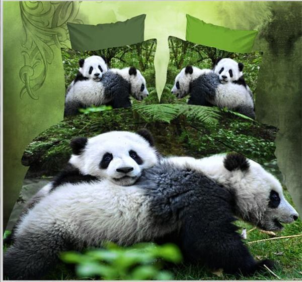 

3d bedding set bedclothes animal printing 4pcs home textiles bed sheet pillowcase full  size cute panda theme duvet cover