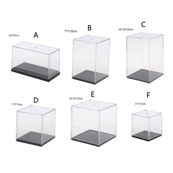 

clear acrylic 5 side display cube box dustproof protect case for action figures dust- reduce sunlight ultraviolet radiation, Pink;blue
