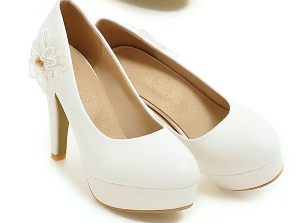 

flower women's shoes in spring and autumn high coarse heel round head, Black