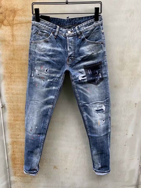

мужские дизайнерские джинсы denim jean черные рваные брюки pour hommes men s italy fashion brand байкер мотоцикл рок возрождение джинсы высо, Blue