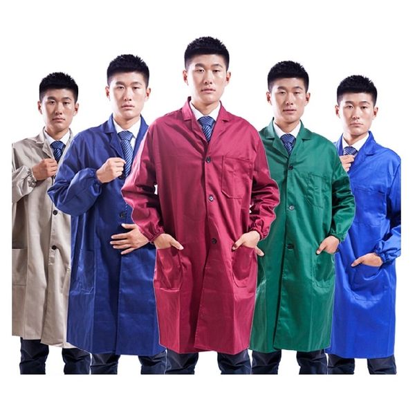 

20pcs thickening blue coat long-sleeve thickening work wear warehouse work clothes coat porter long gown factory long uniforms, Tan;black