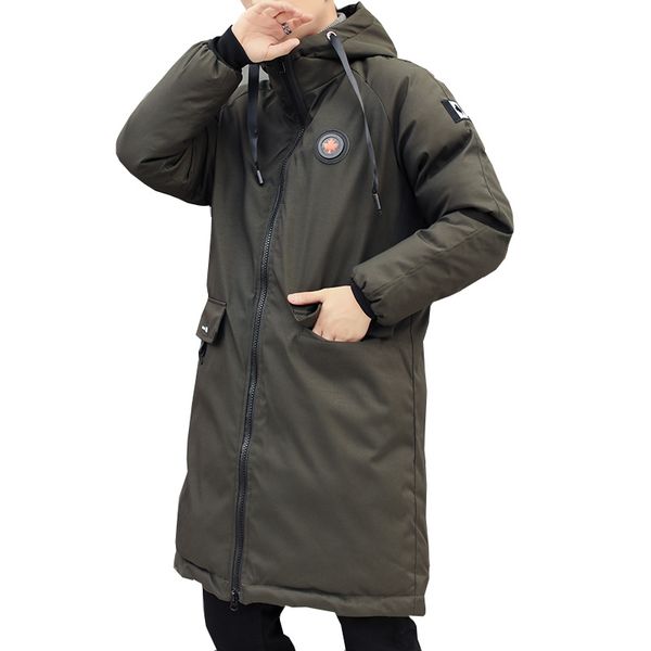 

windproof long parkas winter jacket men warm casual padded cotton coat men windbreaker outerwear long parkas, Black