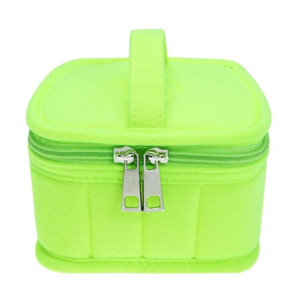 

16 grids women makeup cosmetic essential oil bag travel oil bottle organizer velvet green yellow colors