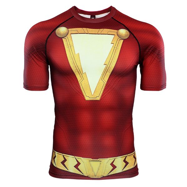

shazam 3d printed t shirts men compression shirts raglan sleeve 2019 short sleeve cosplay costume cloth male, White;black