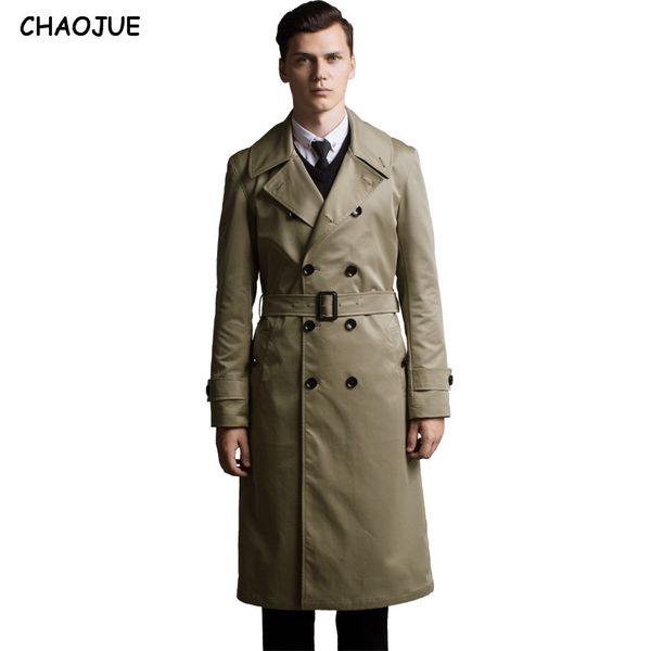 

chaojue extra long coat trench mens 2018 slim england trench coats male big size 6xl pea coat gentleman jackets as gift, Tan;black