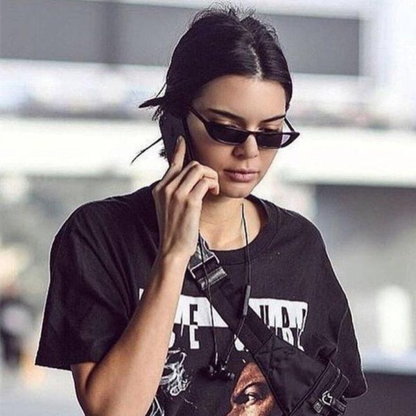 

mism women kendall jenner retro sunglasses vintage high street fashion goggles uv400 lunette de soleil femme small eyeglasses, White;black