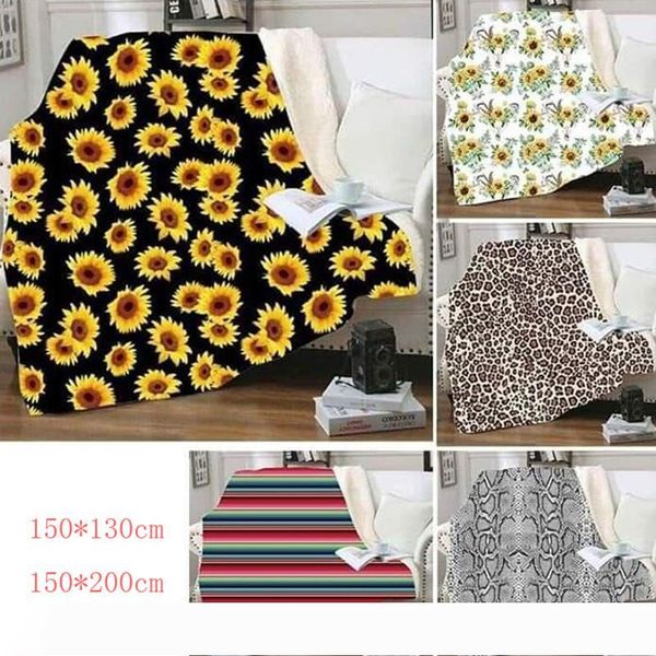 

sunflower printed blanket double layers flannel blankets double velvet carpet napping blanket rug tapestry customizable kids quilt a04