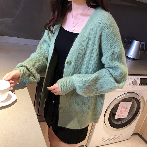 

1 row of no. 2) in the autumn of 5209 the new big yards fried dough twist lantern sleeve knit dress cardigan 45, White