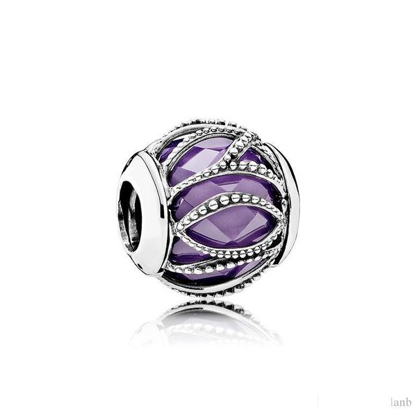

100% real 925 sterling silver purple clear cz crystal charms with original box fit pandora silver charms bracelet jewelry making, Black
