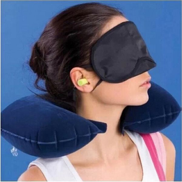 

inflatable u shaped car flight travel nap head rest air cushion neck pillow new