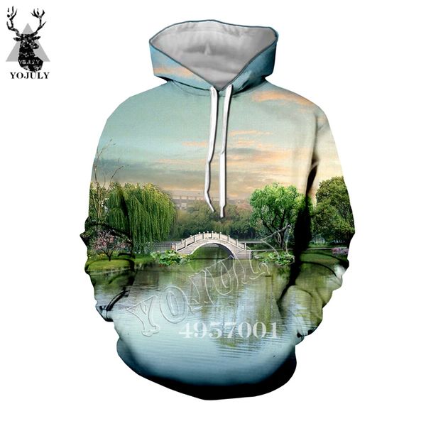 

men/women street wear hip hop clothing 3d print harajuku landscape hoodie hooded fashion casual pullover sweatshirt y550, Black