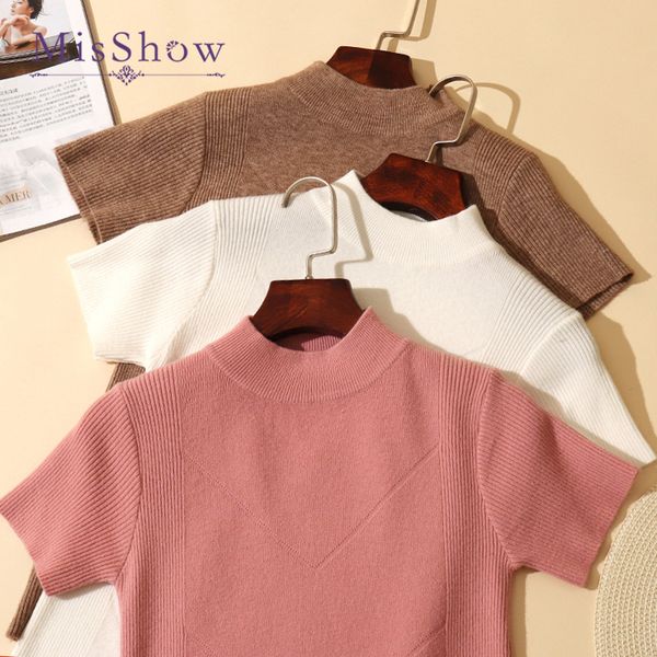 

winter women's sweaters sold in autumn 2019 occasionally soft round neck bridge fashion slim women's elastic strong sweaters, Black;white