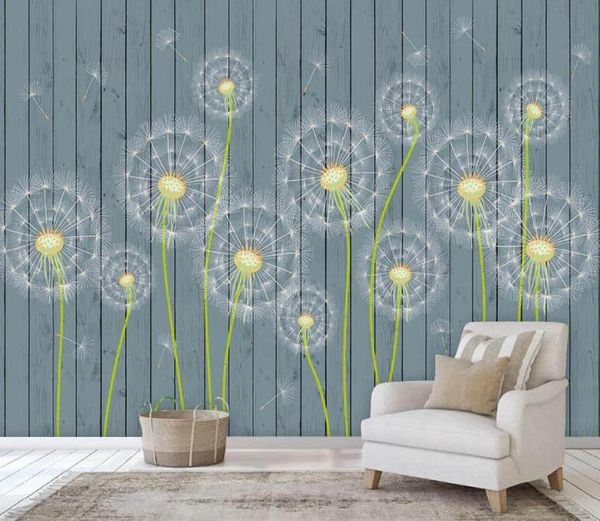

custom wallpaper 3d fantasy dandelion wooden board background wall background tv background wallpaper mural wallpapers for living room