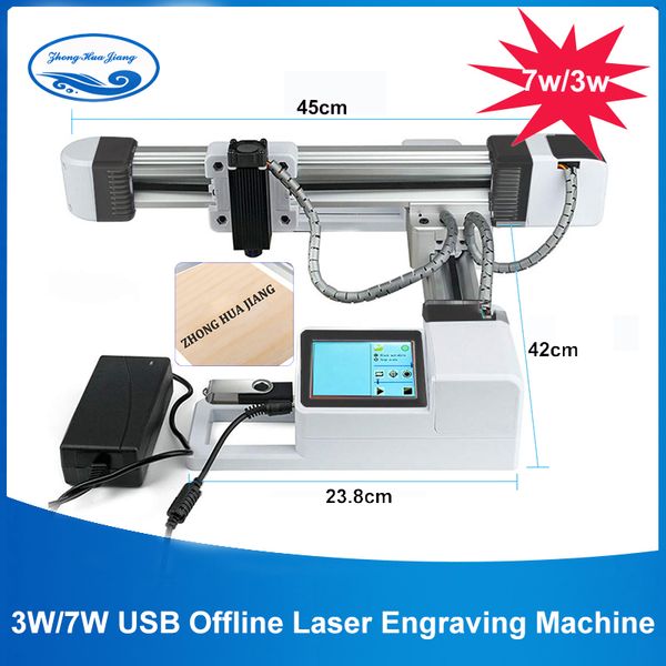 

3w/7w usb offline cnc laser engraver/work area:15.5x17.5cm/big power 7000mw laser carving stainless steel /diy logo mark printer