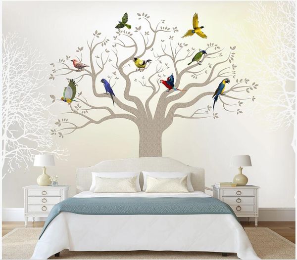 

3d wallpaper custom p fresh wood branch bird background home decor 3d wall murals wallpaper for walls 3 d living room