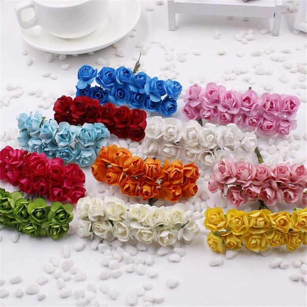

144pcs one lot 1cm head multicolor artificial paper flowers rose used for decorative gift