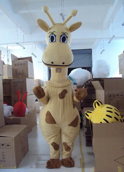2019 venda Quente Amarelo Girafa Traje Da Mascote Dos Desenhos Animados Traje Personagem Frete Grátis