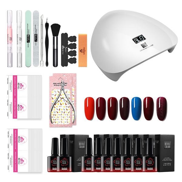 

gel nail polish kit manicure tools nail lamp polish base coat set