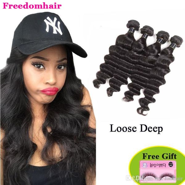 

бразильский рыхлый глубокий волос девственницы связки перуанский рыхлый глубокий 100% малазийский индийских человеческих волос девственницы, Black