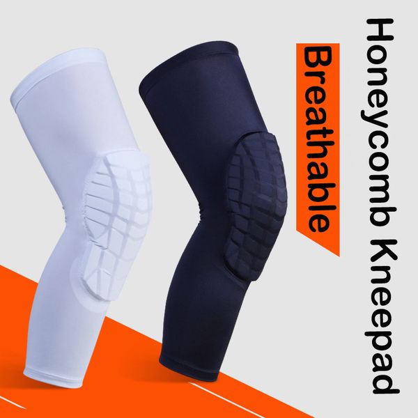 

New Sport Safety Breathable Honeycomb Kneepad Football Basketball Volleyball Knee Pads 2 Colors Protect Gear Support FBA Drop Shipping M122F
