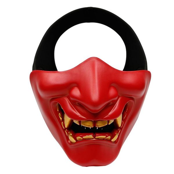 Costume di Halloween Cosplay Decadimento dei denti Demone malvagio Mostro Kabuki Samurai Mezza maschera Decorazione spaventosa per feste