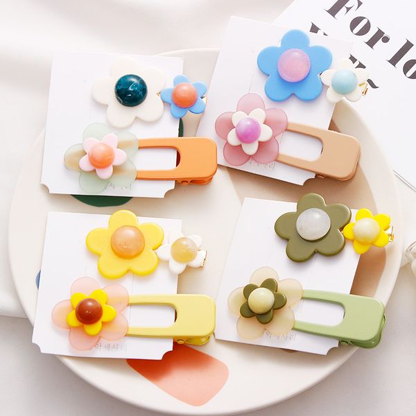 

colorful duckbill hairpin flower edge clip headdress, Slivery;white