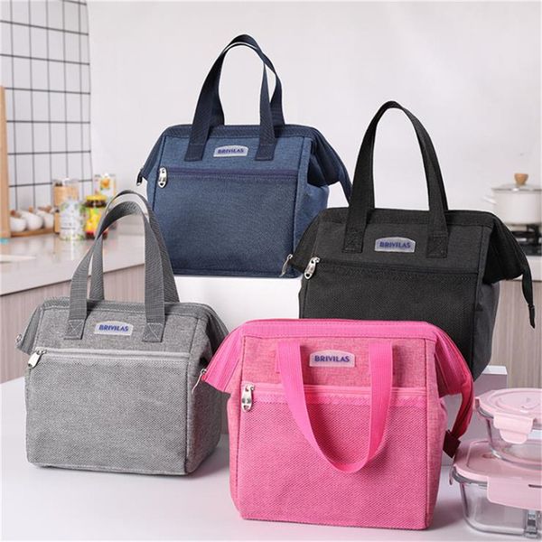 

insulated lunch box large lunch bag, reusable cooler tote bag cation + aluminum film box for men women meal office school, Blue;pink