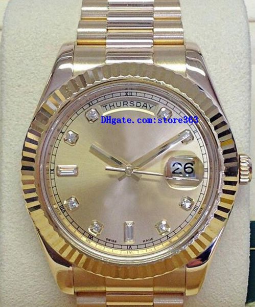 

christmas gift original box certificate mens watches ii 218238 champagne diamond dial 41mm asia 2813 movement automatic, Slivery;brown