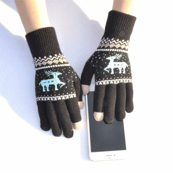 

2019 Winter Warm Velvet Thickened Knitted Gloves Cute Elk Christmas Tree Touch Screen Gloves 6 Styles For Women Men Christmas Gift H918Q F