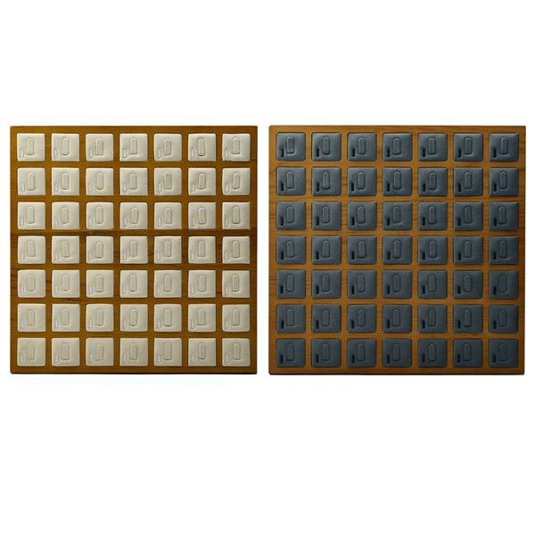 

49 grids wooden ring earrings studs tray showcase display jewelry organizer, 13x13x0.7inch, Pink;blue