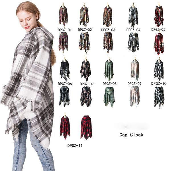 

welovcho women's winter new bohemian wool blend hooded blanket cloak poncho cape outwear coat cashmere shawl for women ladies
