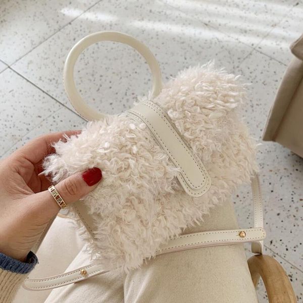 

sweet girl малый tote bag 2019 зима нового высокого качества мягкий плюш женские сумки для путешествий плеча сумка кошелек