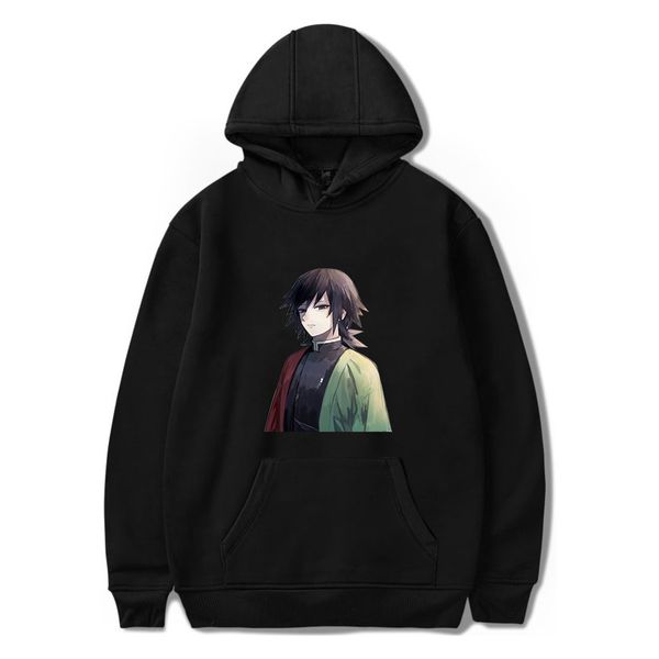 

japanese demon slayer: kimetsu no yaiba hoodies men/women comic cartoon print couple trend sweatshirt boy girl hoodies, Black