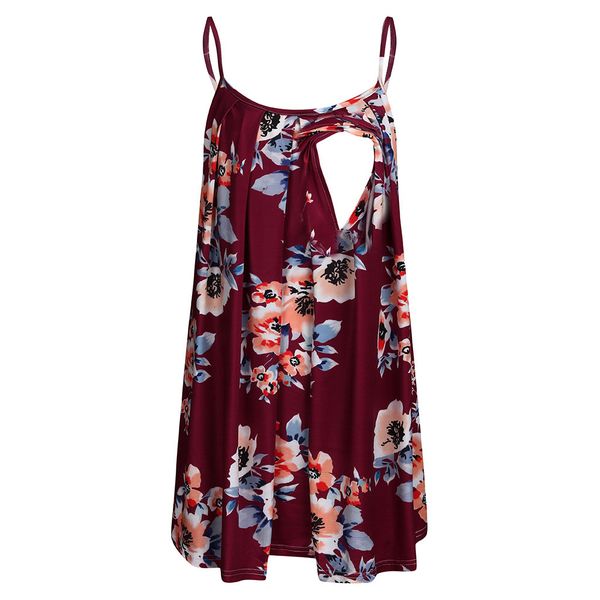 

Nursing Tops Women Pregnant Nusring Maternity Sleeveless Straps Ruffles Print Floral Tops Camiseta Lactancia Nursing Tank Tops