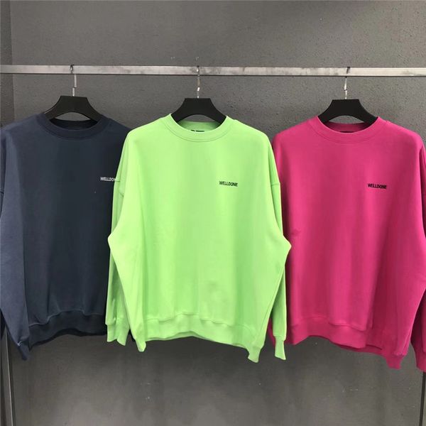 

20ss latest hip-hop oversized welldone embroidery logo hoodies men women version streetwear swearshirt, Black