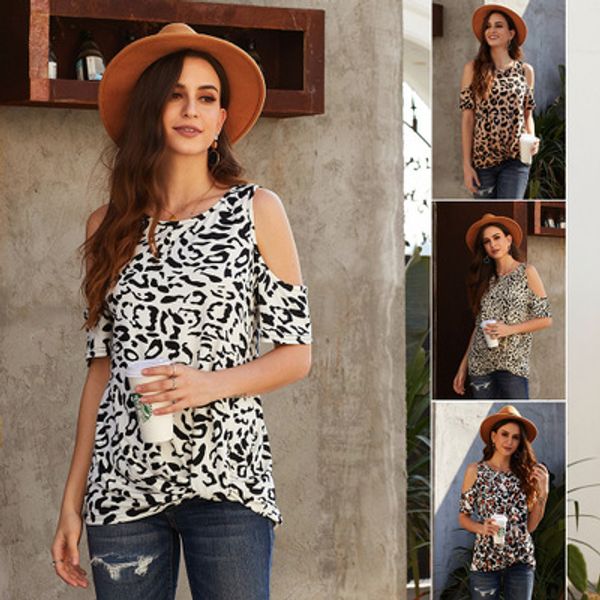 

womens designer leopard short t-shirt ladys brand print women fashion casual t-shirt lady daily clothing t-shirt women tees, White